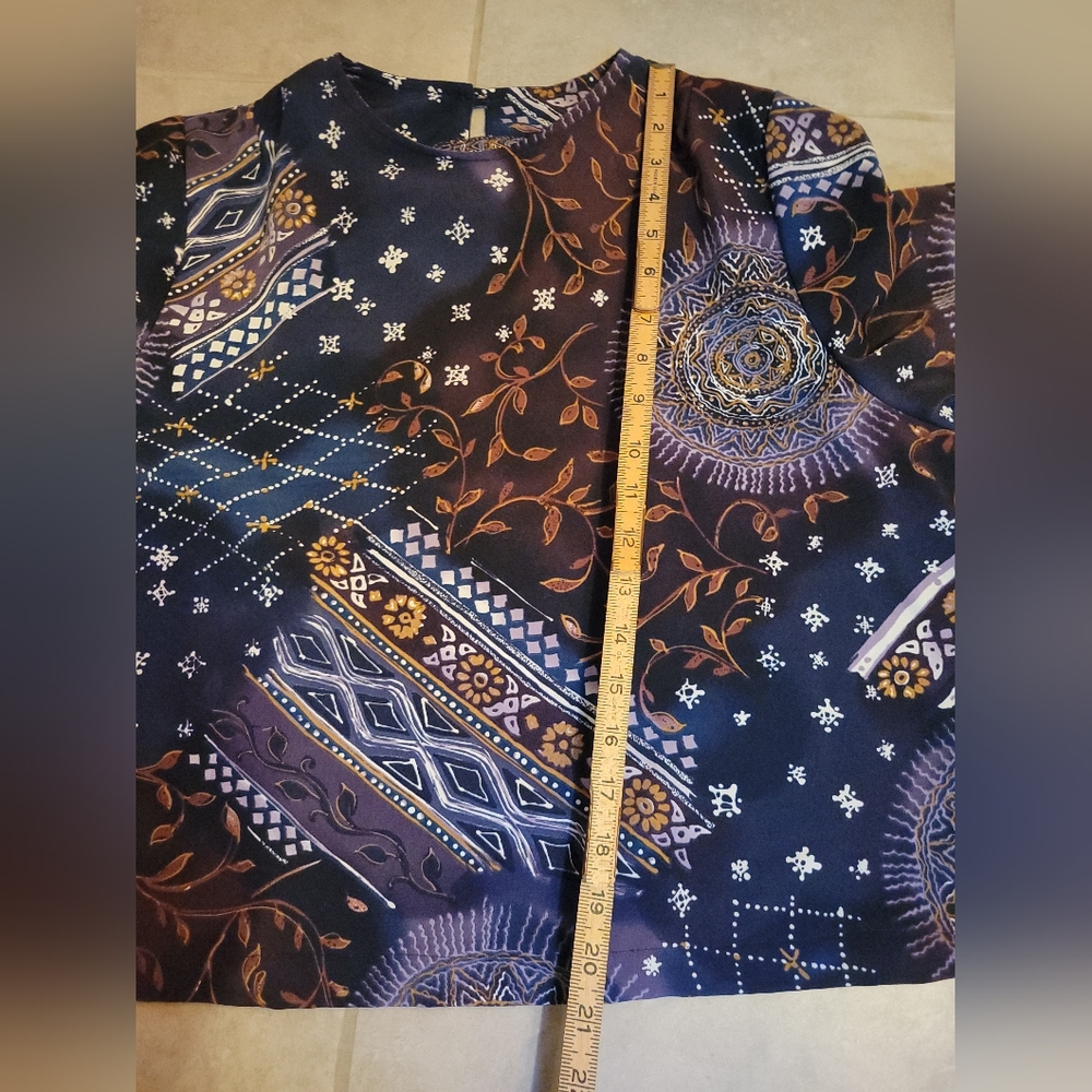 BonWorth Women's Blouse - Black and Purple with Brown Accents - Picture 8 of 8